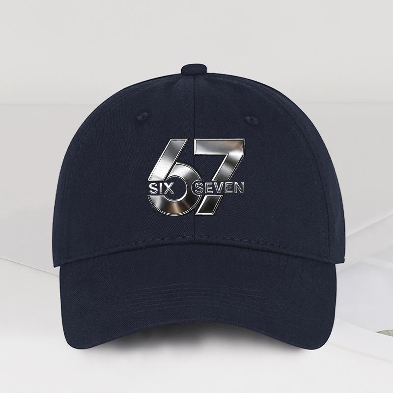 Metallic Number 67 "Six Seven" Print Baseball Cap Adjustable Unisex Cotton Streetwear Sun Hat