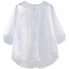 Korean Style White Cotton Shirt Women Summer Round Neck Casual Loose Fit Short Sleeve Top
