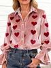 New Style Creative 3D Print Women's Velvet Lapel Shirt - Fashionable and Versatile Long Sleeve.