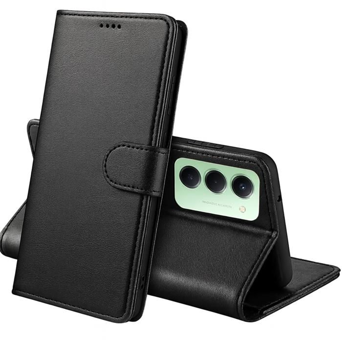 Coque pour Xiaomi Redmi 15 - Portefeuille Noir Rabat Clapet Aimanté Rangement Cartes Phonillico®