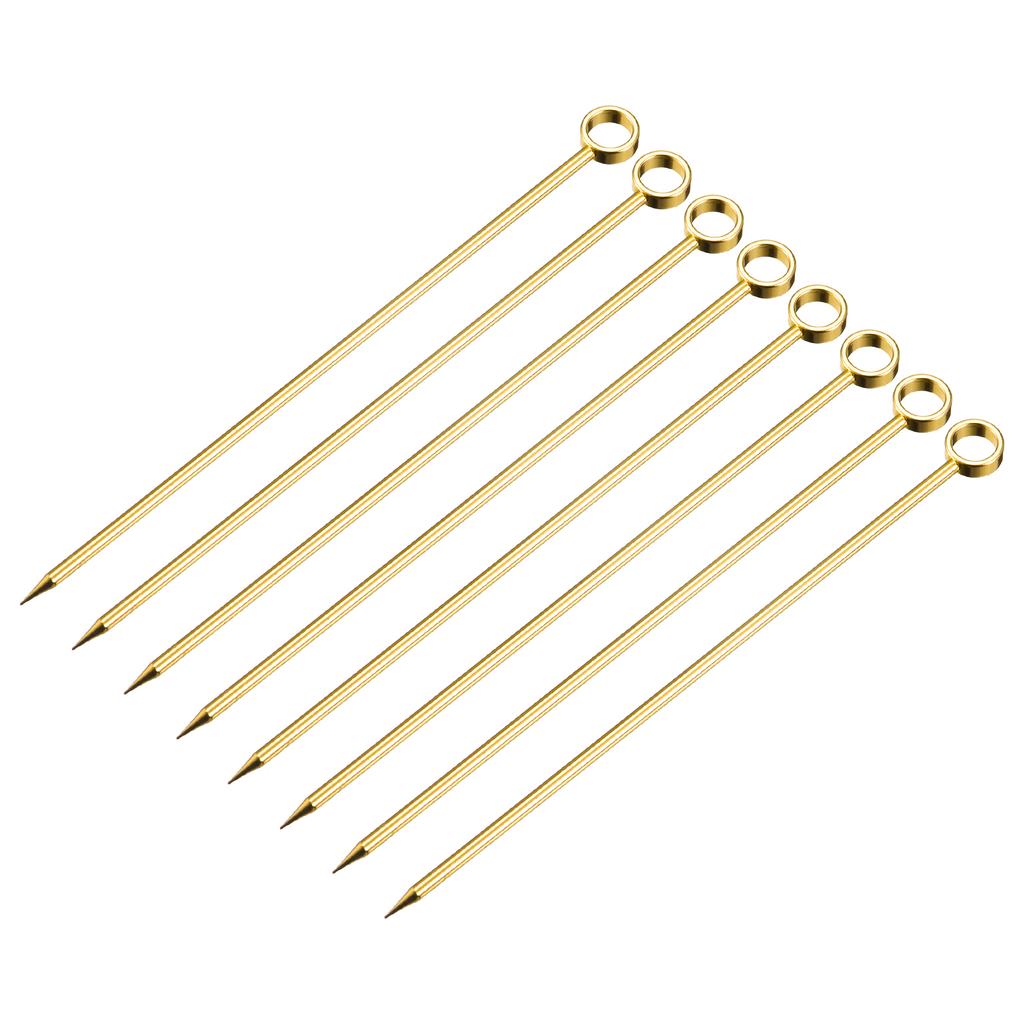 4/8pcs Metal Cocktail Picks Reusable Stainless Steel Cocktail Toothpick Circle Shape for Party Bar Drinks Appetizer Fruits 11cm