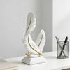 Resin Feathered Statue Elegant Abstract Art Sculpture with Base For Modern Homes Office Tabletop and Bookshelf Decors