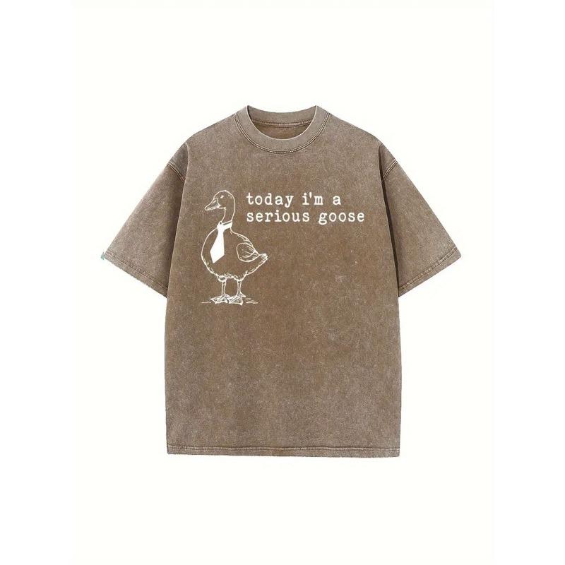

European sizes Men s T-Shirt Featuring The Phrase Today I Am A Serious Goose Printed on It. This Wax Print Casual Streetwear Offers a Regular Fit 5XL дубильна кора
