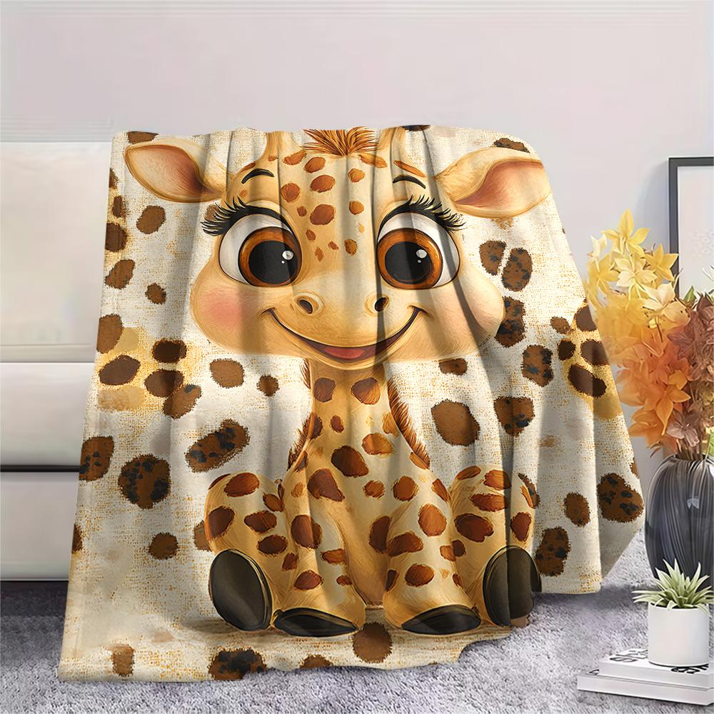 Giraffe Print Flannel Blanket, High quality Comfortable for All Seasons, Home Decor, Warmth and Comfort, Perfect for Christmas Gifts