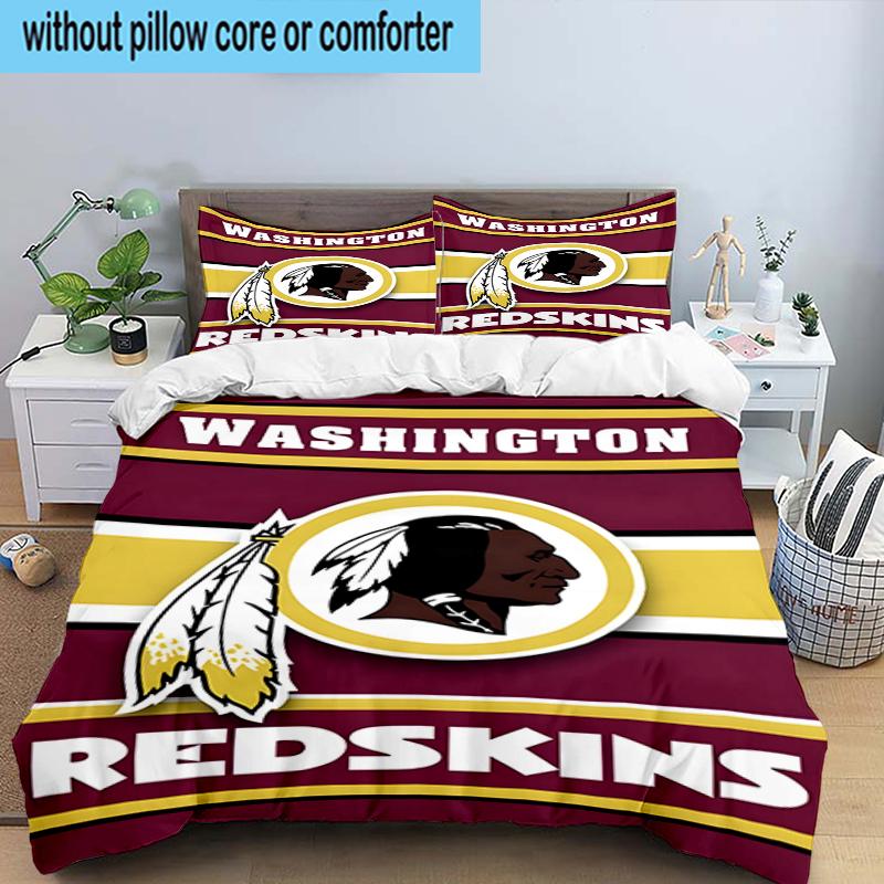 Washington Redskins 3PCS Bedding Set 2D Printing (Includes 1 Duvet Cover + 2 Pillowcases Coreless), Bedroom decor,Fan gift