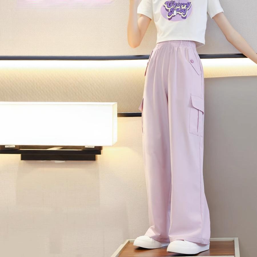 

Девочки Свободные Повседневные Брюки с Широкими Штанинами Детские Брюки Ледяной Шелк Брюки для Работы Брюки Защита от Комаров 170 фиолетовый