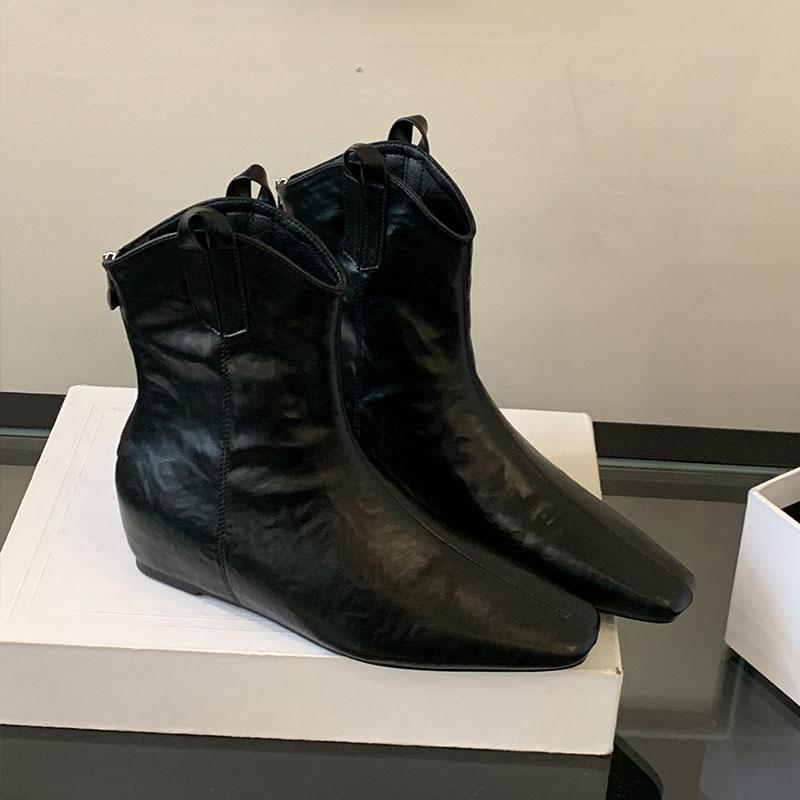 Fashion Female Zippers Ladies Chelsea Ankle Boots With Height Increasing Fashion Pointed Toe Footwear Women Short Boots Shoes lady