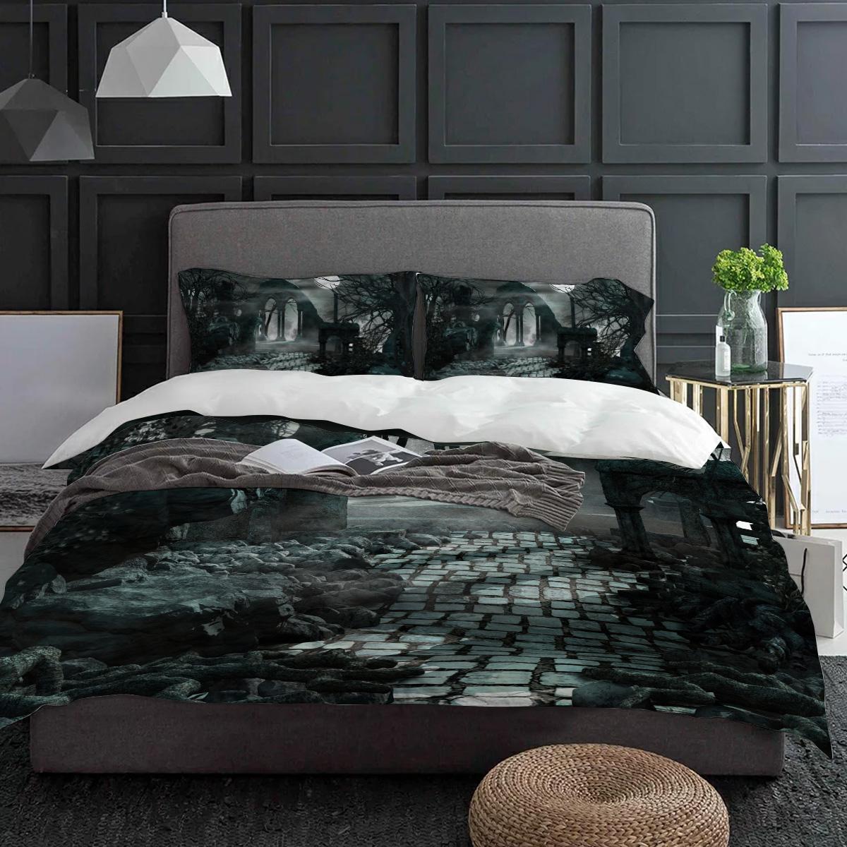 

Хэллоуин Архитектура Ужас Ночь Постельное белье Набор 3 предмета Пододеяльник Наволочка Детский Взрослый Покрывало Двуспальный Набор Домашний Текстиль EU single(135x200cm)