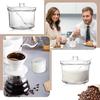 KoMvzyl 4-Piece Countertop Clear Sugar Holder Dispenser with Lid and Spoon, Includes Tags, for Condiments, Candy, Coffee, Tea, Spices, and Herbs