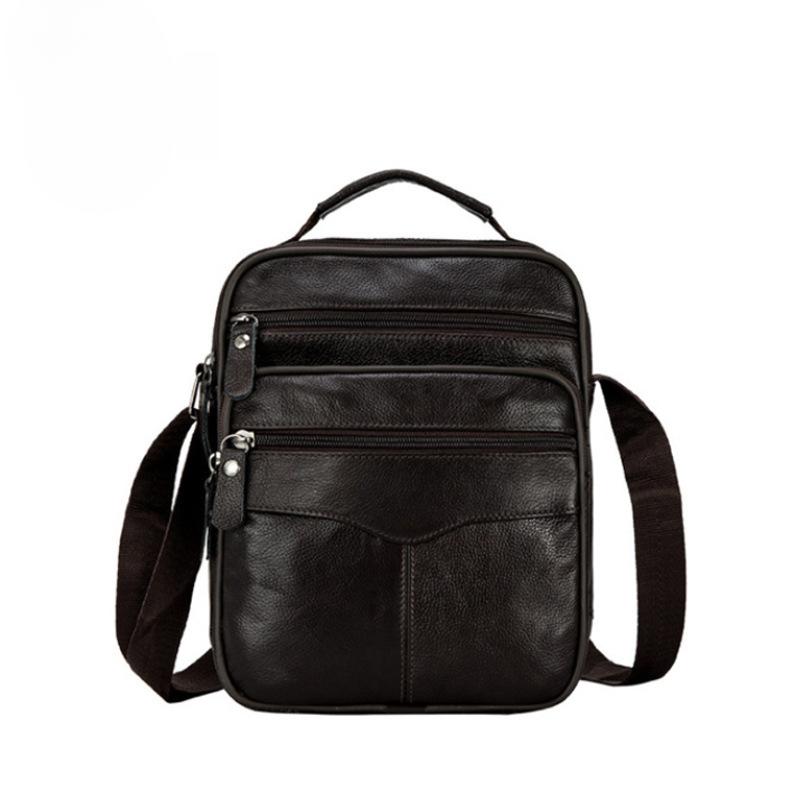 

Мужская сумка кроссбоди вертикальная квадратная деловая ручная рюкзак из коровьей кожи одноплечевая сумка One Size чёрный