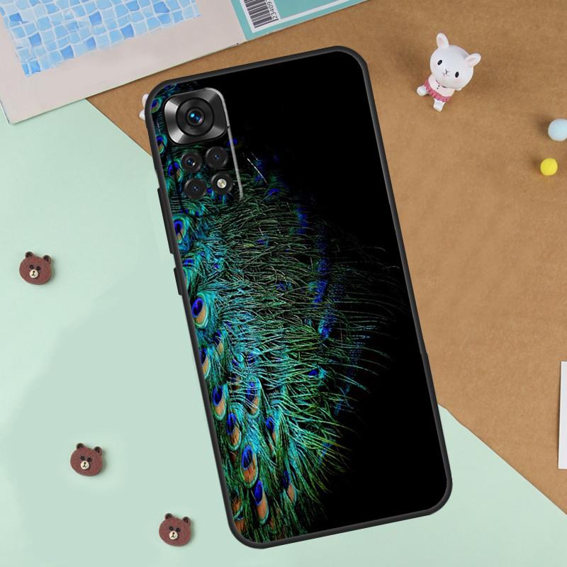 

Bird Peacock Feather Case For Xiaomi Redmi 14C 10C 12C 13C Cover For Redmi Note 13 Pro 14 9 10 11 12 10S 11S 12S Redmi 13C