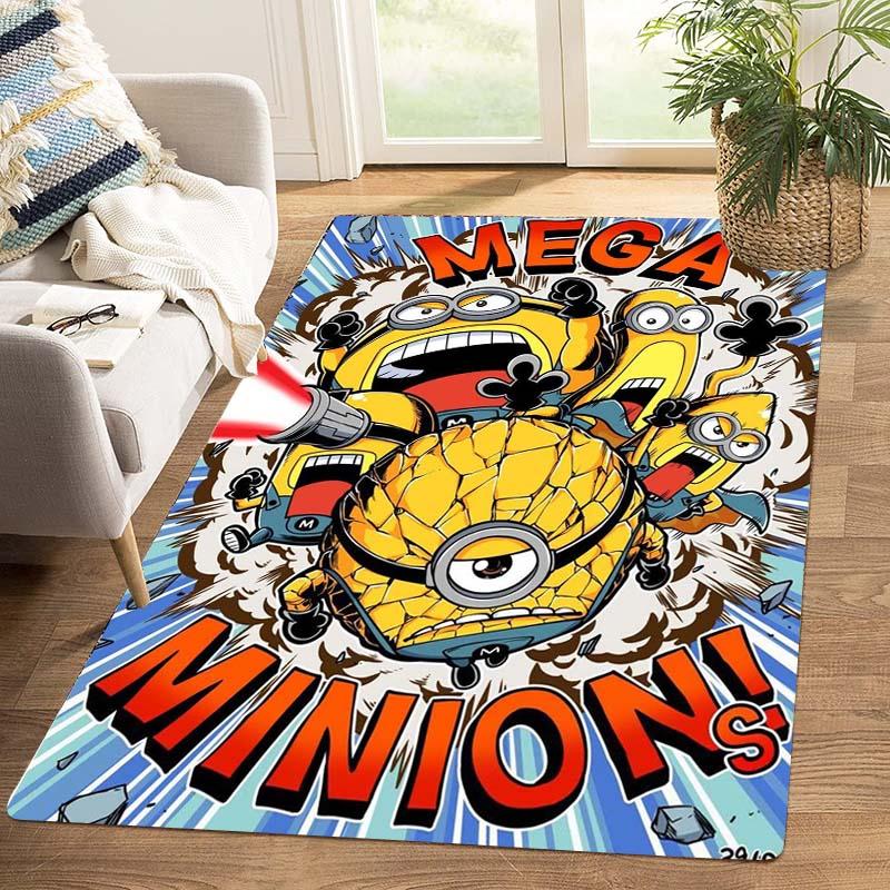 Minions Themed Round Rug Cartoon Flannel Carpet Non-Skid Floor Mat Children Playroom Bedroom Home Decor
