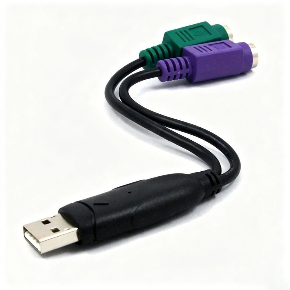 1PCS USB Male to Dual 6Pin PS2 Female Y‑Splitter Cable 10cm Plug & Play Converter Adapter for PS2 Keyboard Mouse Scanner Device