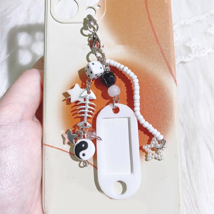 1Pc/2Pcs TaiChi Beaded Keychain Photo Locket Plastic Jewelry Accessory Lightweight Design Bag Hanging Decoration