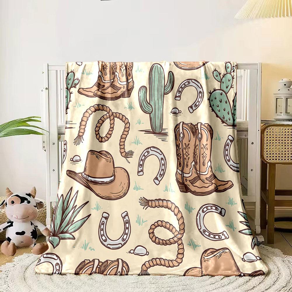 Cowboy Western Pattern Blanket print blanket soft and cozy perfect for the living room bed sofa or a nap,gift