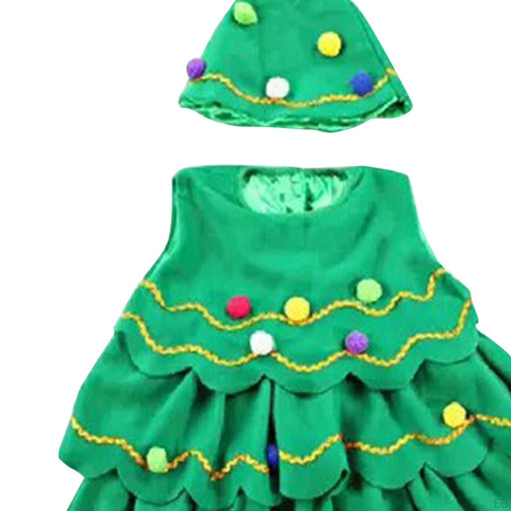 Creative Christmas Costume Outfit Xmas Tree Clothes Photo Props Halloween with Hat Children Cosplay
