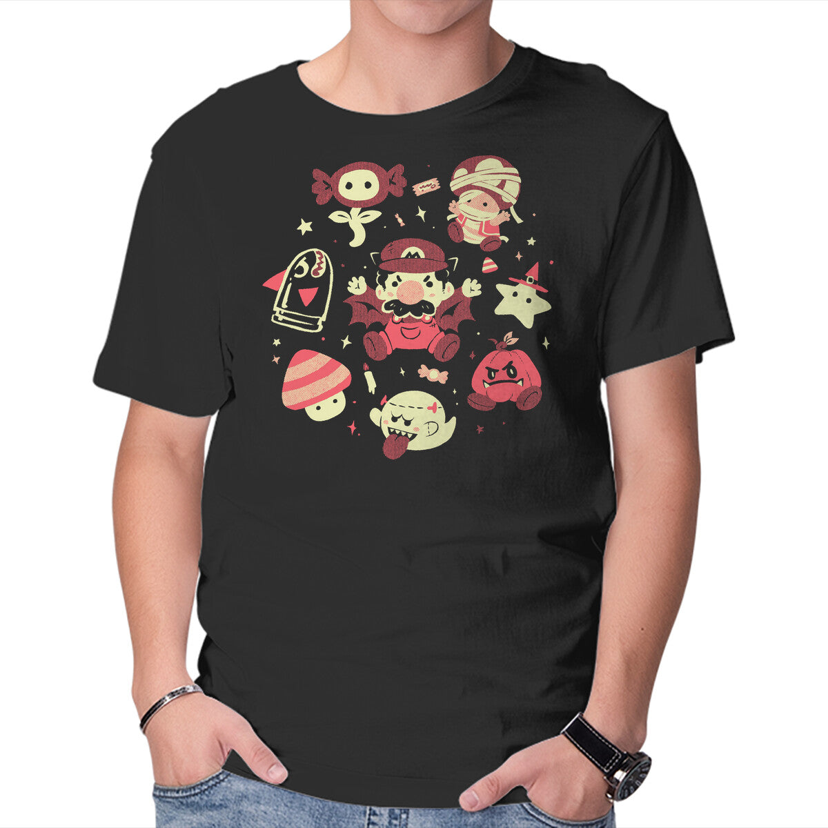 Unisex Crew Neck T-Shirt Haunted Kingdom Graphic Short Sleeve Casual Tee L