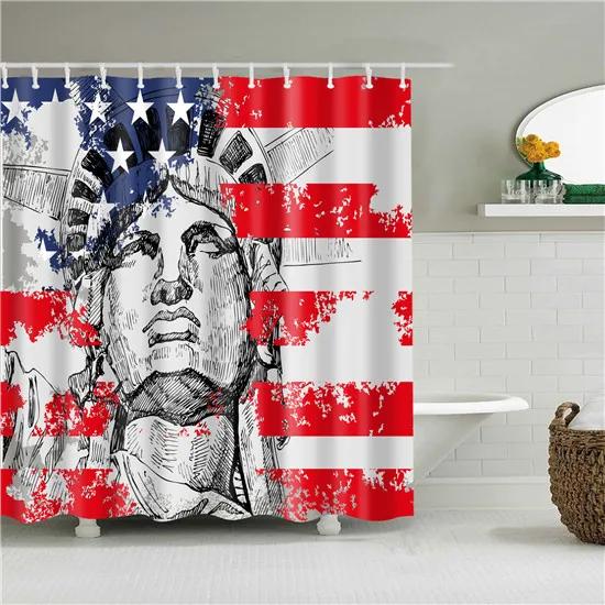 Vintage Style Map Anchor Cowboy Printed Shower Curtains With 12 Hooks Waterproof Polyester Decorative Bathroom Curtains