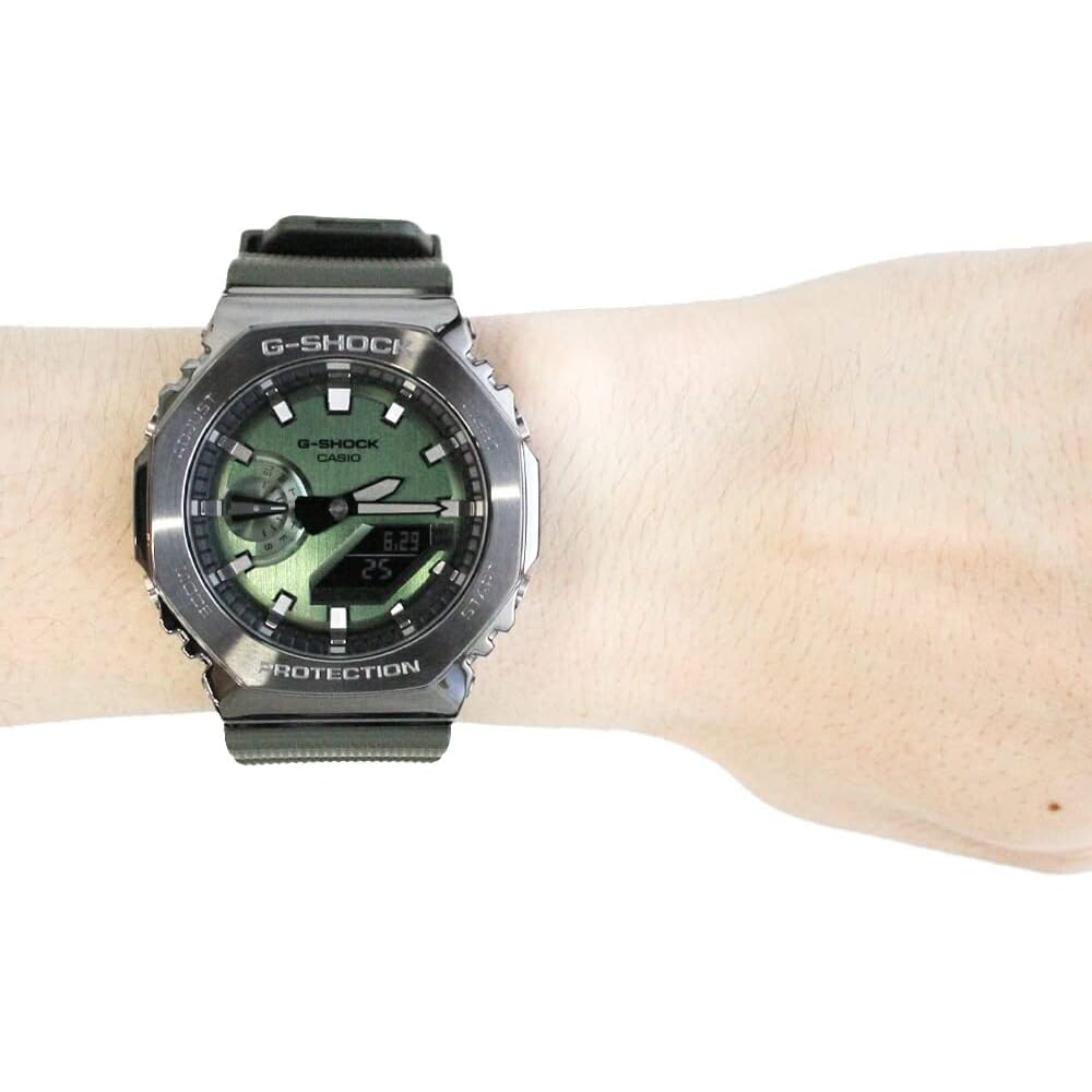 Casio G-Shock GM-2100 Series Men's Analog-Digital Watch Stainless Steel Green Gunmetal