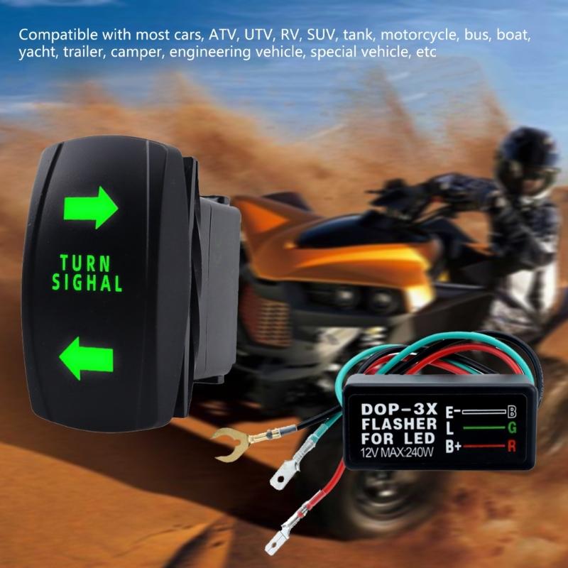 Turn Signal Switch with Flasher Relays Kit ON Off ON Rocker Switches for ATV Motorcycle Universal Motor Internal Switch
