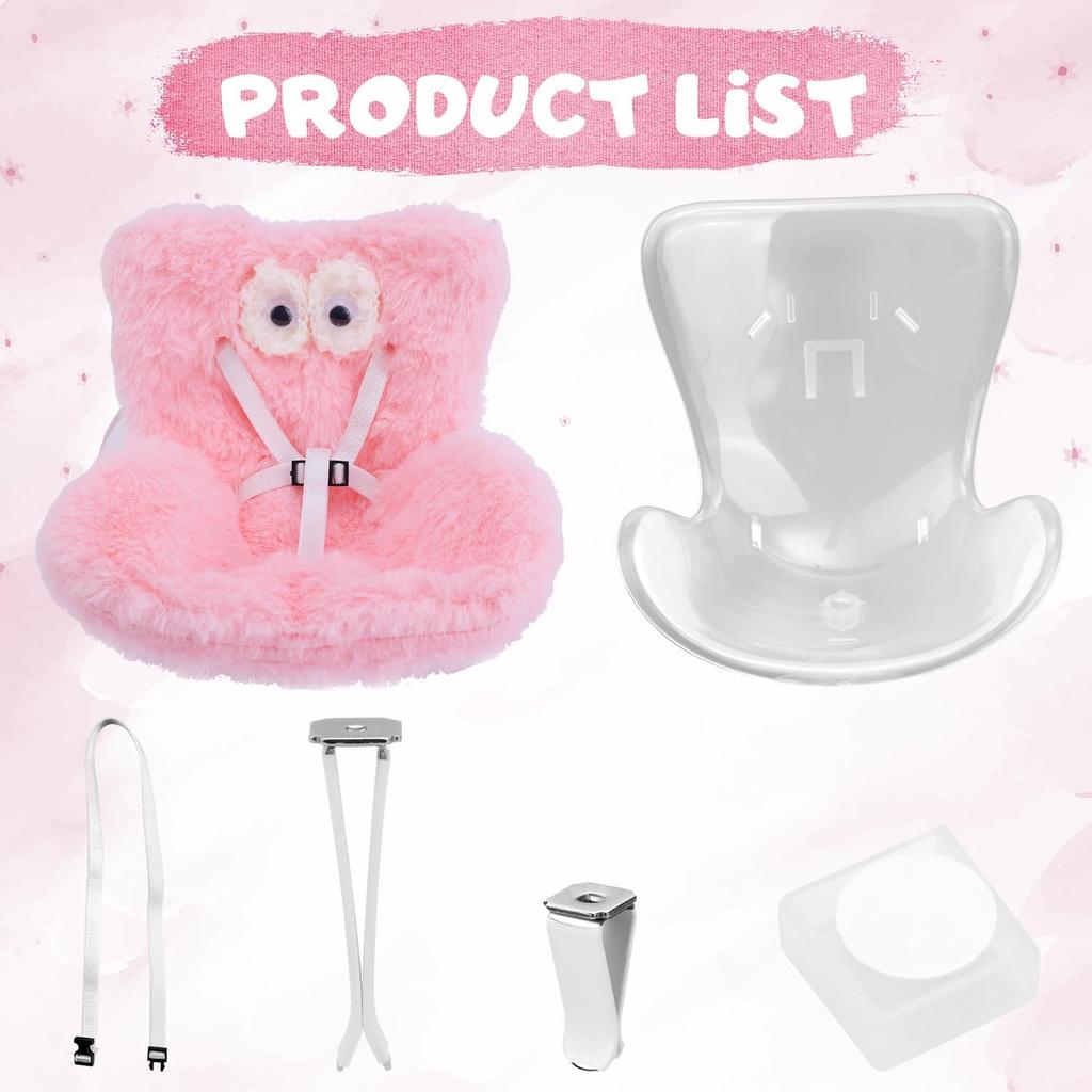 Car Seat for Dolls, Cute Safety Have a Seat with Soft Furry Cushion Pink Sofa Car Air Vents Clip Desktop Decor Chair To Display Doll Toy Ornaments