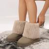 New Autumn Winter Fashionable European American Style Women's Plus Size Fleece Lined Thickened Mid Calf Snow Boots