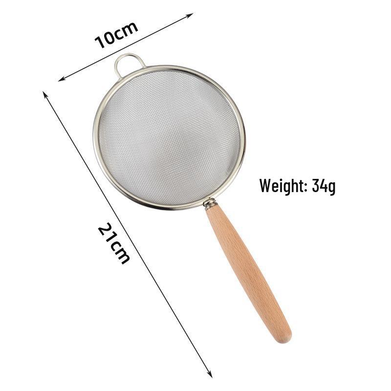 304 Edelstahl Schaumlöffel mit Holzgriff - Maschensieb zum Abschöpfen, Abseihen und Sieben