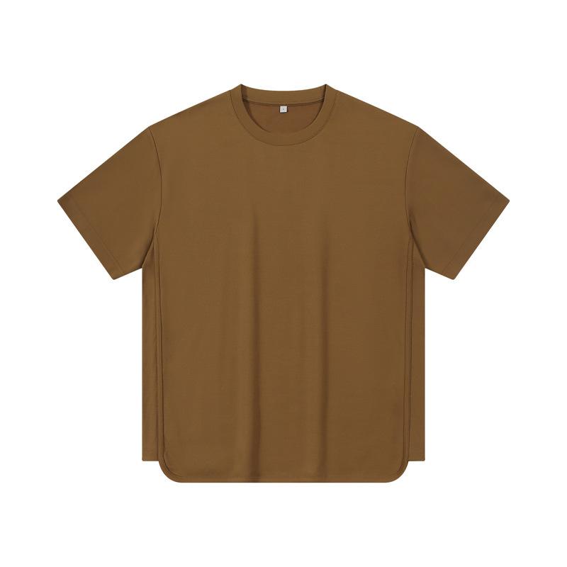 

Футболка с короткими рукавами из чистого хлопка, мужская летняя однотонная широкая свободная рубашка с коротким рукавом из хлопка M верблюд