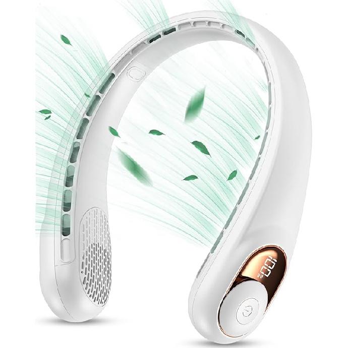 KIDEE Neck Fan, Portable Bladeless Neck Fans, Upgrade 360° Airflow, Super Quiet, 3 Speeds, 4000mAh Personal Wearable Neck Fan, Upgraded Cooling Air