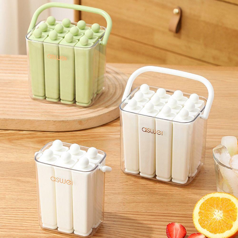 With Lid Old Popsicle Mold Silicone Frozen Ice Cream Molds New Long Bar Ice Tray for Freezer