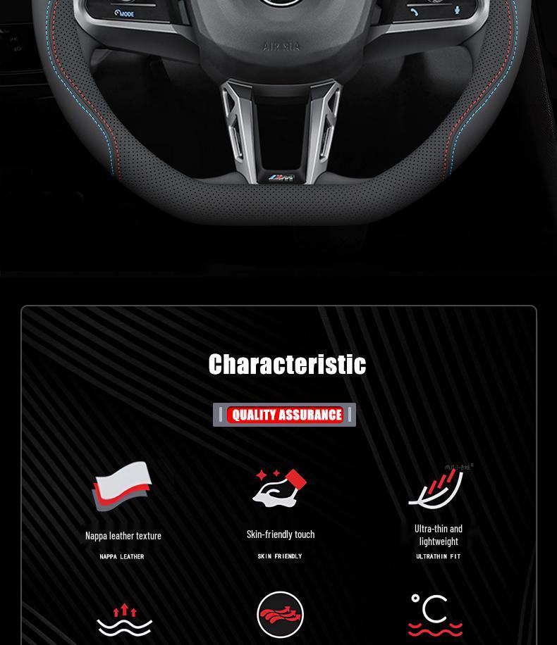 BMW X1 2025 Steering Wheel Cover, All-Season, Sweat-Absorbent, Non-Slip