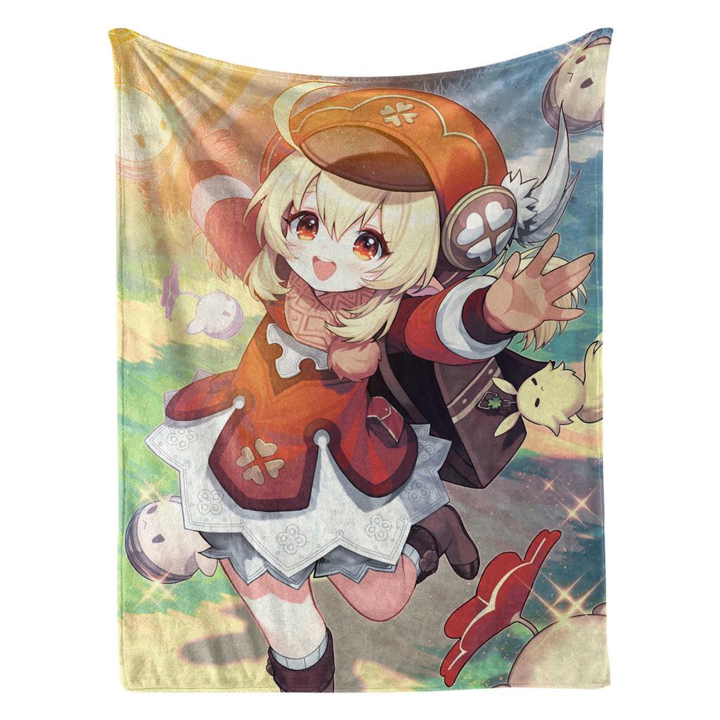 Genshin Impact Klee Cartoon Cute Blanket Cover Warm Soft Anime Flannel Knee Lanket Multifunctional Decoration Universal Blankets