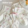 1-5 paia Calzini Corti Harajuku con Stampa Floreale a Pois per Bambini Primavera Estate Cotone Calzini da Donna Traspiranti Morbidi Carini Calzetteria