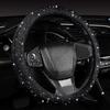Black Velvet Bling Steering Wheel Cover with Rhinestones, 15 Inch Standard Soft Touch for Women