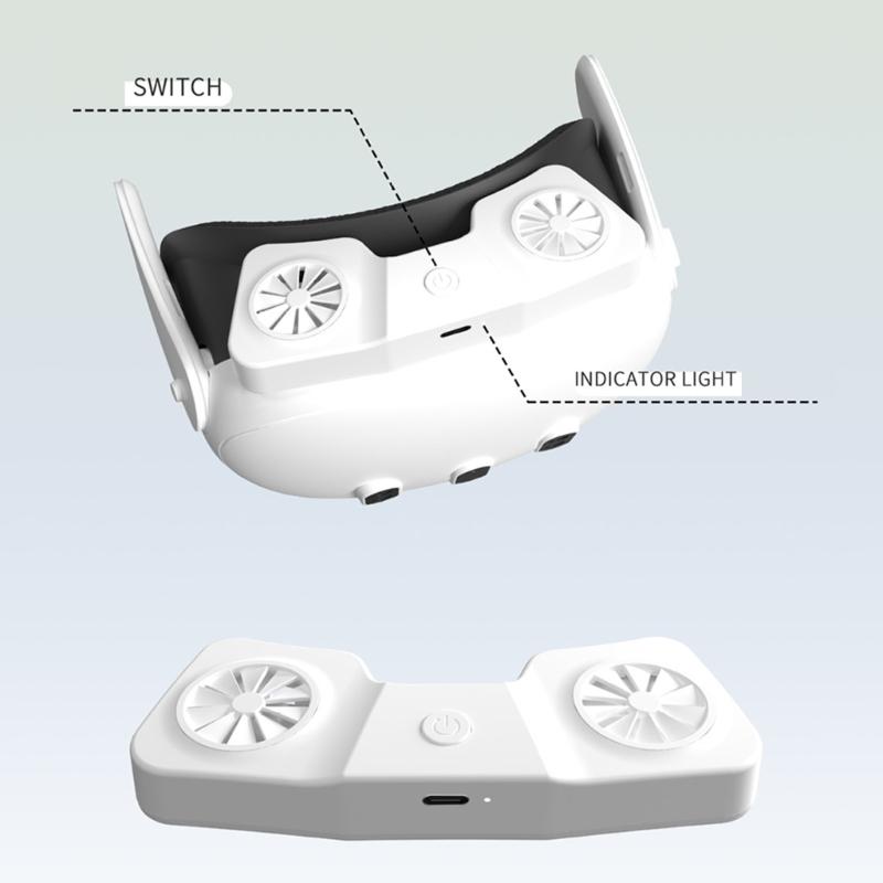 Ice Spong/PU Leather Face Cushion Breathable Cover Virtual Reality Headset Cooling Fan Interface & Adjustable Lens Guard