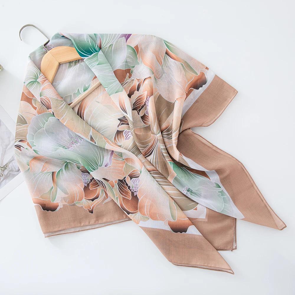 73Colors Malaysia Tudung Bawal Flower Print Hijab New Design Headscarf Premium Cotton Voile Soft Fashion Muslim Square Scarf