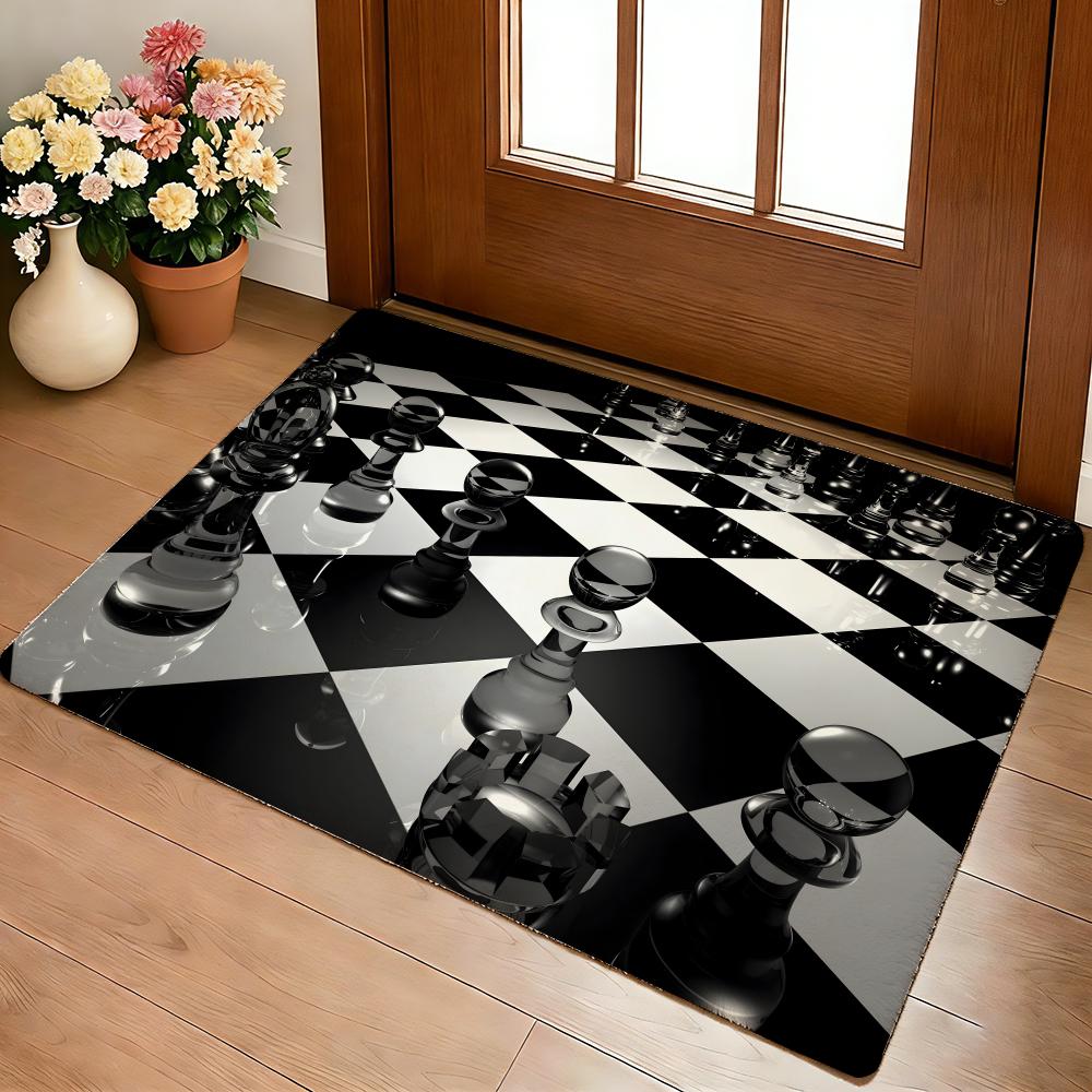 Chess Lovers Motivational Art Floor Mat Cozy Flannel Soft Thick Non-Slip Mat For Living Room Bedroom Kitchen Decor Rugs