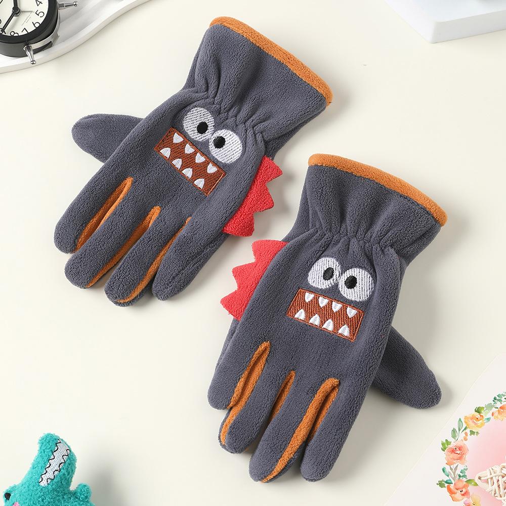 Add Fleece In Autumn and Winter Olympic Fleece Primary School Students Cycling Skin Friendly Outdoor Warm and Cold Proof Cute Gloves