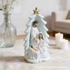 Resin Nativity Manger Set - Three Piece Christmas Figure Statue for Home Decor