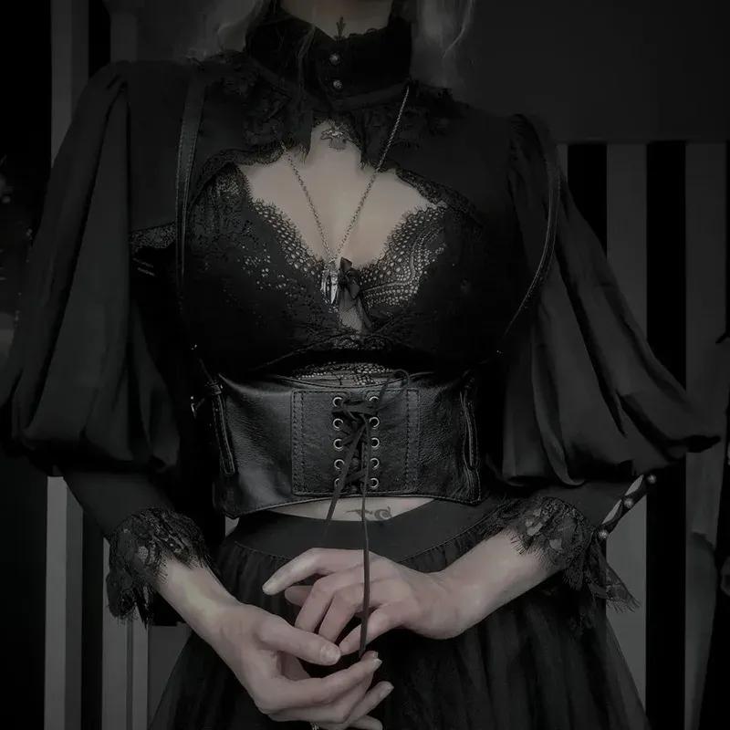 Lace Gothic Black Short Steampunk Crop Jacket Kawaii Vintage Gorgeous Palace Blouse Women Party Bolero Victorian Coat Corset