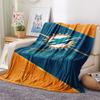 Miami Dolphins Print Flannel Blanket, High Quality Comfortable for All Seasons, Home Decor, Warmth and Comfort, Perfect for Christmas Gifts
