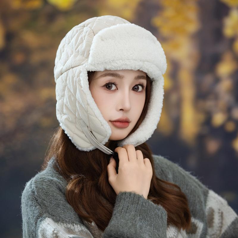 Autumn and Winter Hats for Women  Big Head Circumference Thickened Warm Windproof Lei Feng Hat Fashionable and Versatile Ear Protection Hat