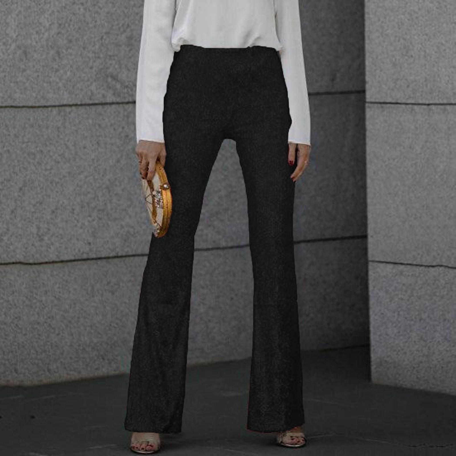 

Брюки для женщин, нарядные, повседневные, с высокой талией, укороченные, модные летние брюки с карманами L чёрный