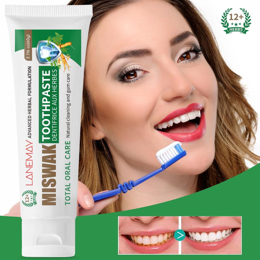 Miswak Toothpaste with Herbal Formula - Deep Cleaning Teeth and Reduce Teeth Stains By Brush, Prevent Tartar Buildup,60g