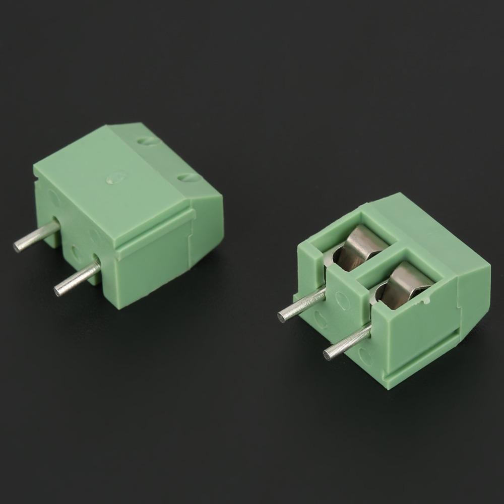 50 Peças Bloco de Terminais de Parafuso Universal de 2 Pinos Passo de 5mm Cor Verde Conector de Bloco de Terminais Montagem em PCB Sistemas de Fiação de Terminais