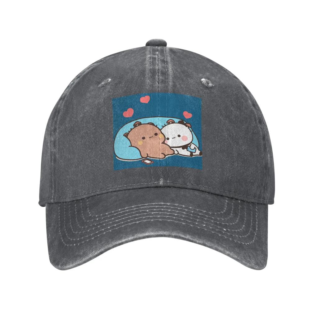 Bubu Dudu Panda Bears Cartoon Washed Denim Cap Casual Baseball Caps Adjustable Hat Summer Unisex Baseball Hats