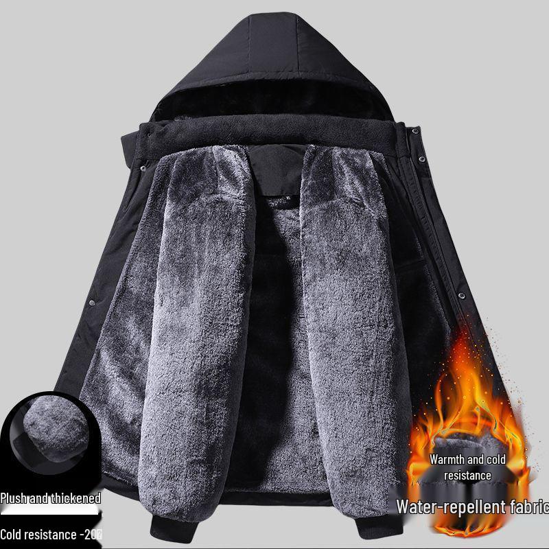 Men's Winter Cotton Jacket for Seniors - Extra Thick, Plus Velvet for Enhanced Warmth
