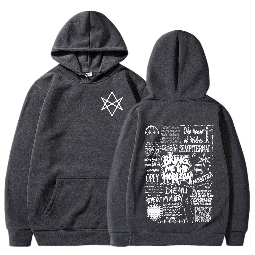 BringMe TheHorizon Hoodies BMTH Heavy Metal Rock Band Sweatshirts Men Women Oversized Casual Vintage Pullovers Jacket Streetwear