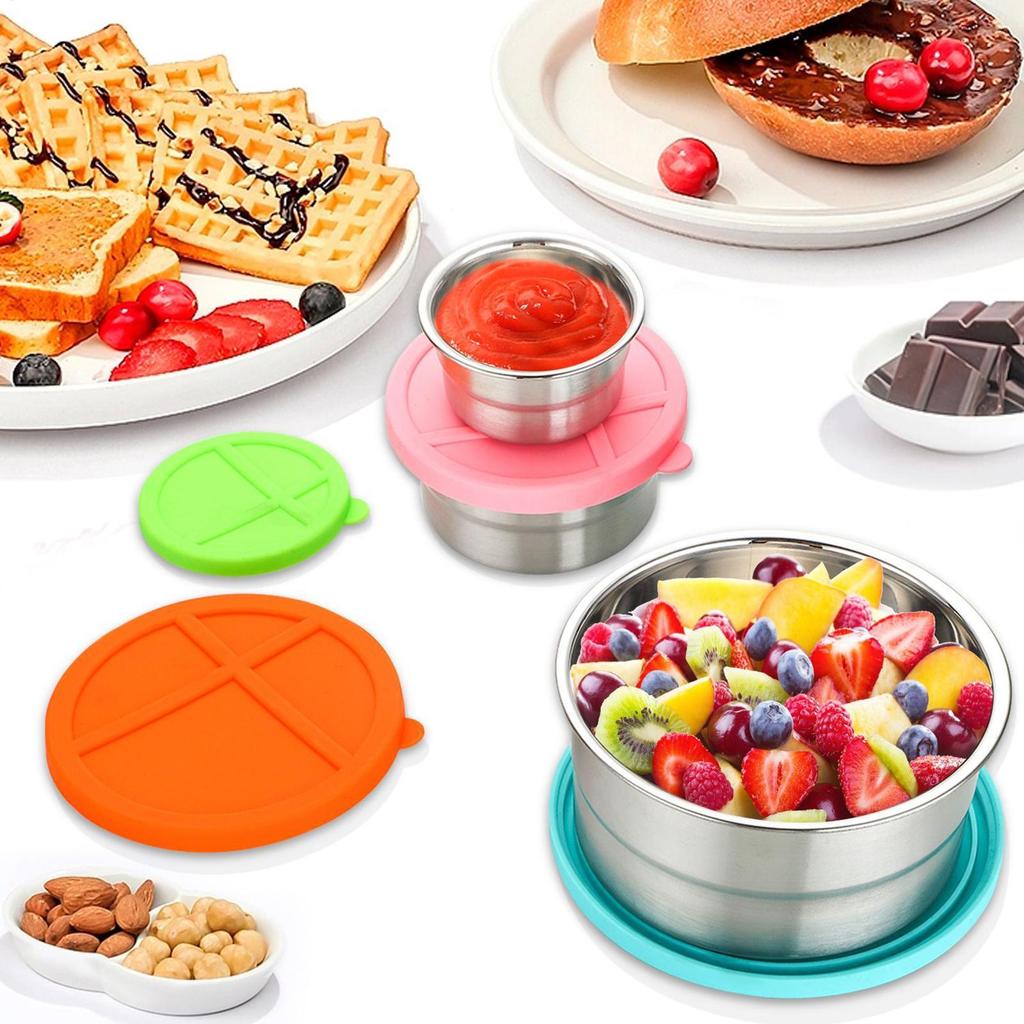 Stainless Steel Food Container 5 Pieces Stainless Steel Containers with Lids Round Food Storage Nesting Snack Bowl for Kitchen
