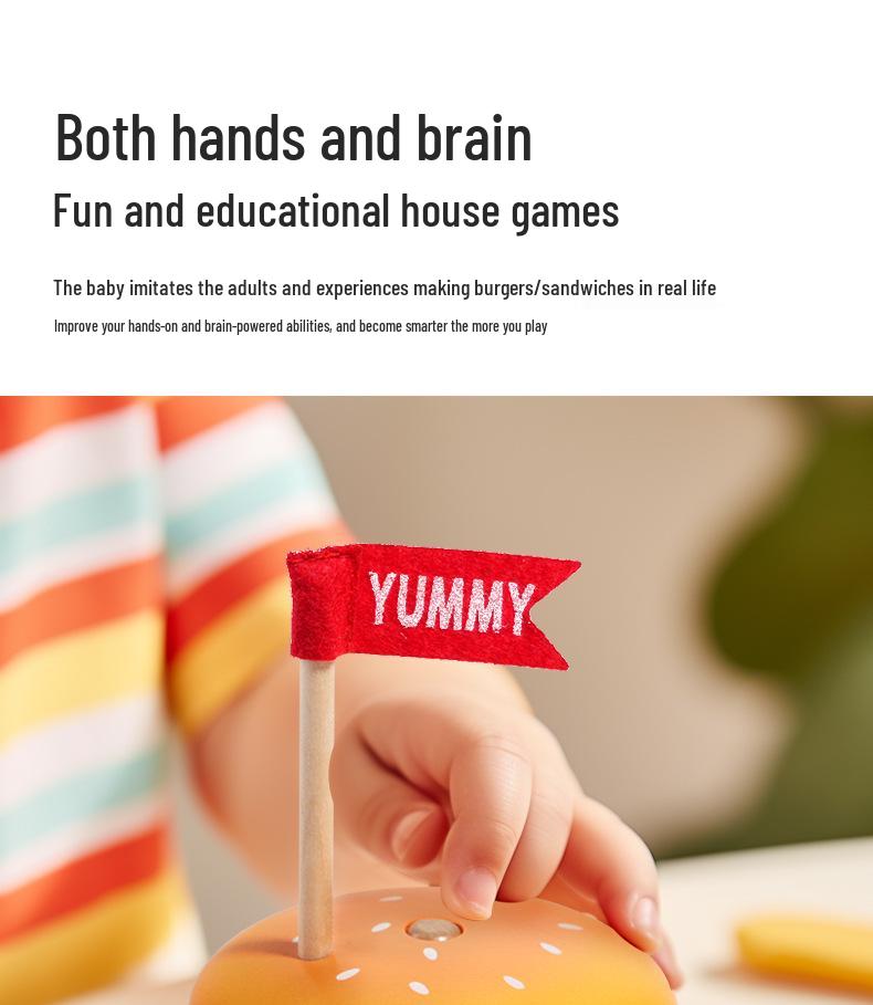 Children's Wooden Hamburger & Sandwich Assembly Toy Set